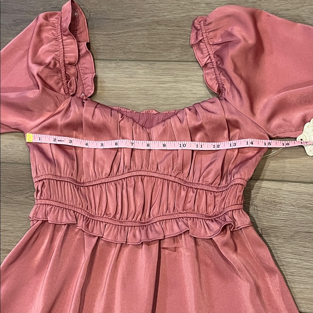 Altar'd State Mauve Ruffled Smocked Waist Long Sleeve Off Shoulder Dress peasant - Picture 4 of 13